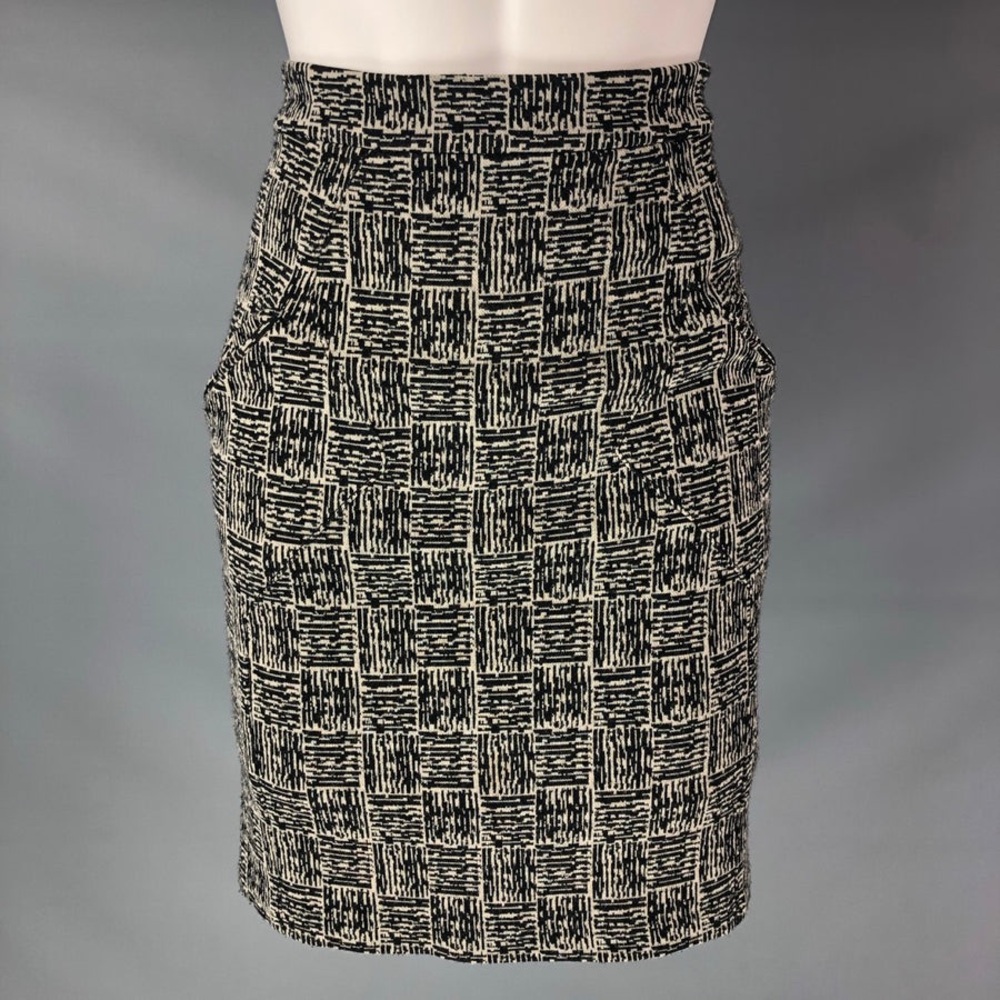 Alexander Wang Black & Tan Checkered Midi Skirt